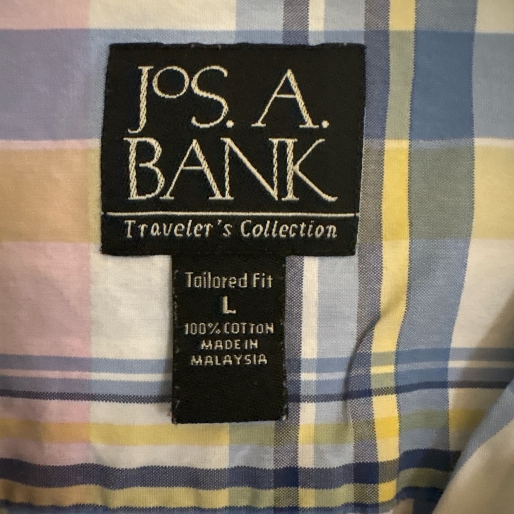 Jos A Bank Traveler’s Collection Plaid Button Down Shirt Large Tailored Fit - Picture 3 of 3